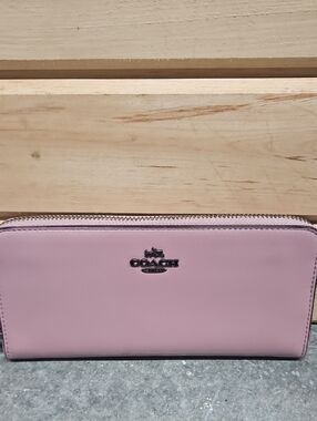 Coach Dusty Rose Zip-Around Leather Wallet